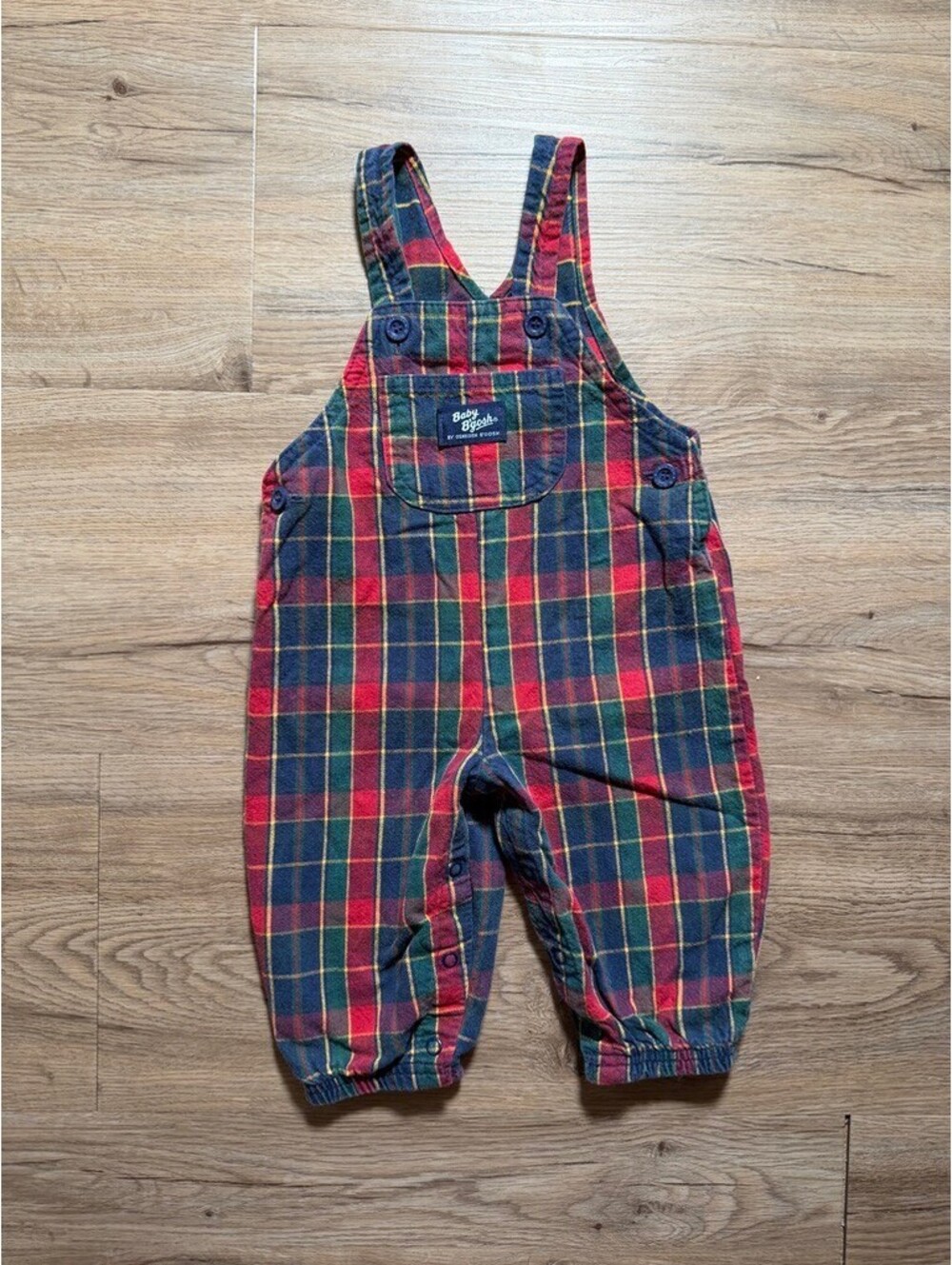 Vintage Oshkosh Baby B'Gosh Vestbak Plaid Overalls Size 12 Months.